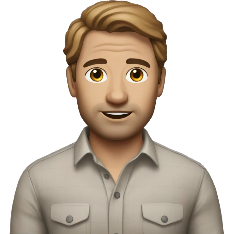 Memoji of Michael from the Office Wearing: Slightly rumpled casual shirt. Portrait emoji