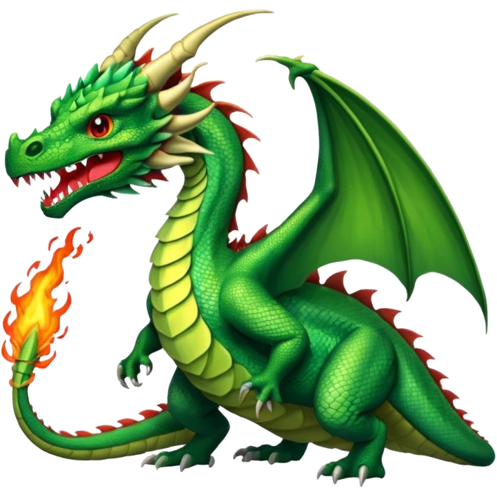 I need a character for an educational geography course in the style of a dragon that roars with fire green  emoji