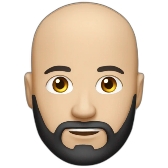bald white man with a black beard typing on apple computer wearing a black hoodie emoji
