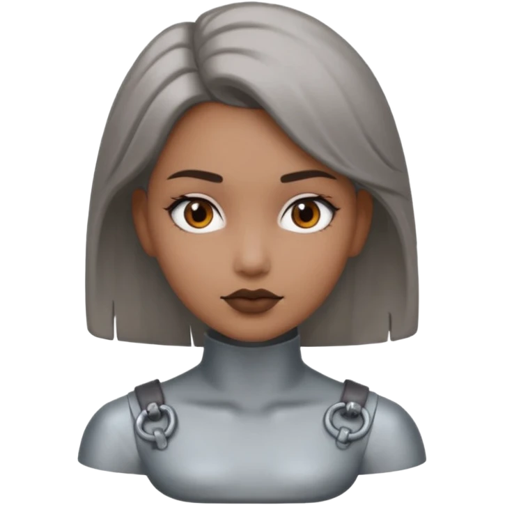 gray metal painted girl bust face included no skin color emoji