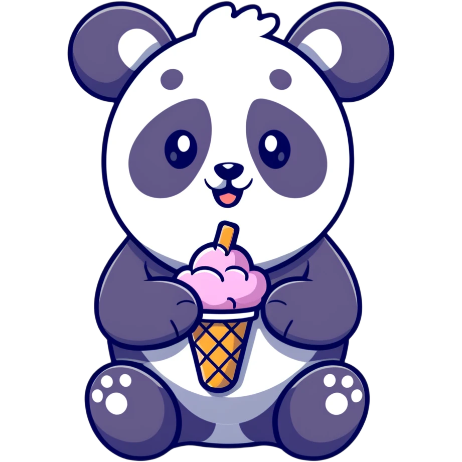 Panda eating ice cream emoji