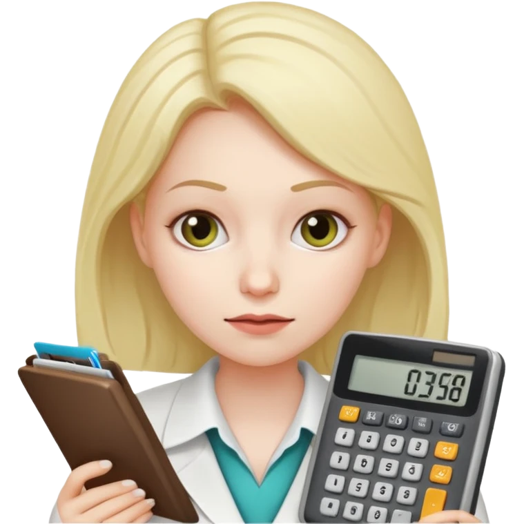 female accountant with calculator covered in diarea emoji