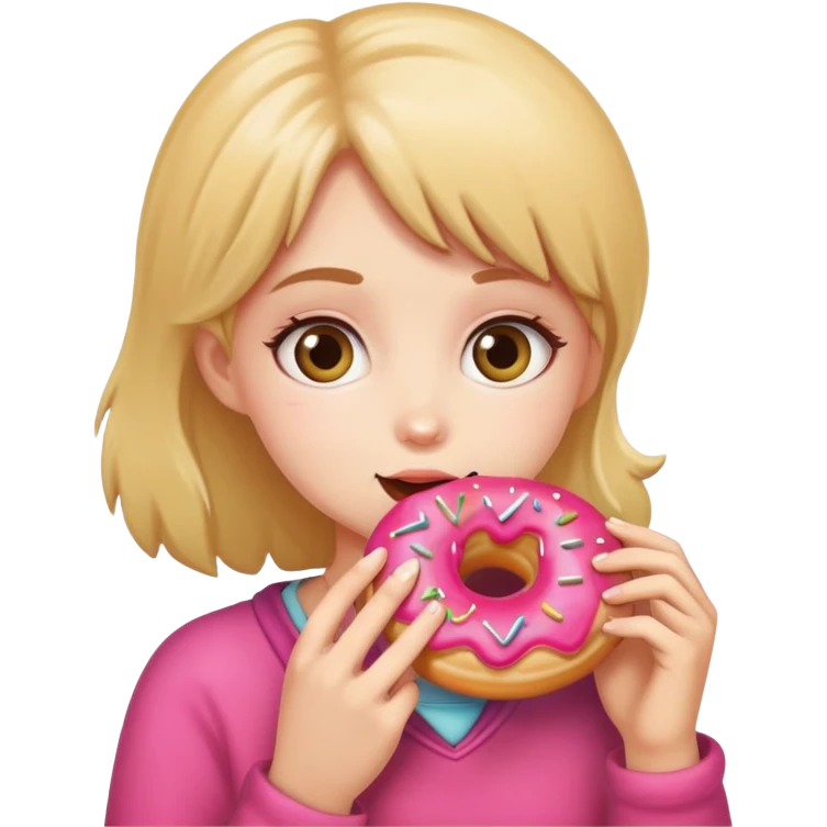 cozy girl eating a donut emoji