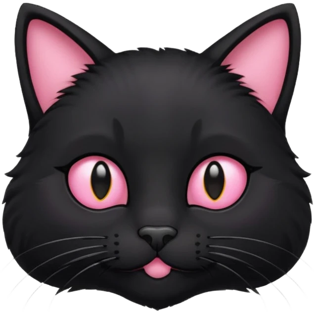 Black cat head with pink node on his ear emoji