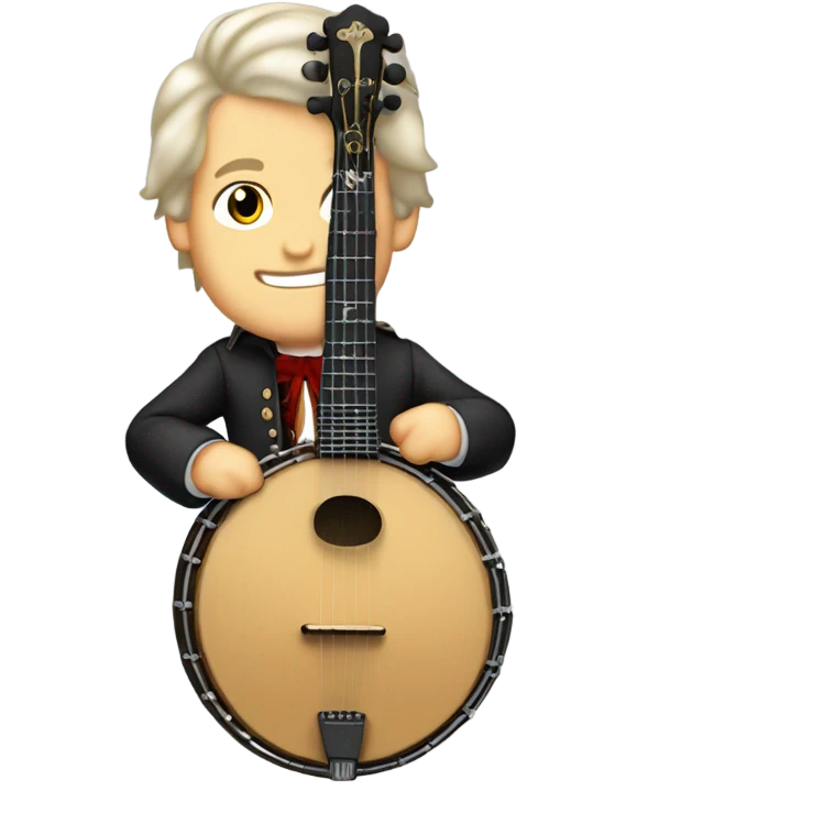 Wolfgang Mozart chibi standing young 5-string banjo emoji