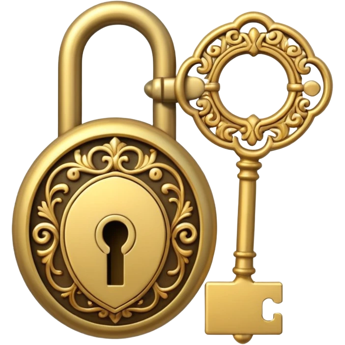gold antique key The lock emoji