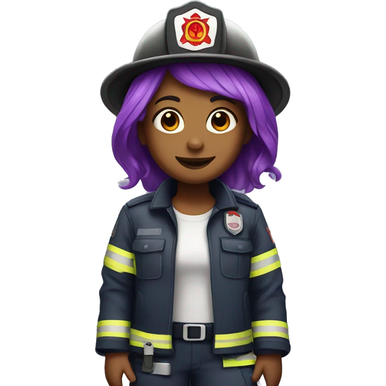 Girl with purple hair with firefighter outfit  emoji
