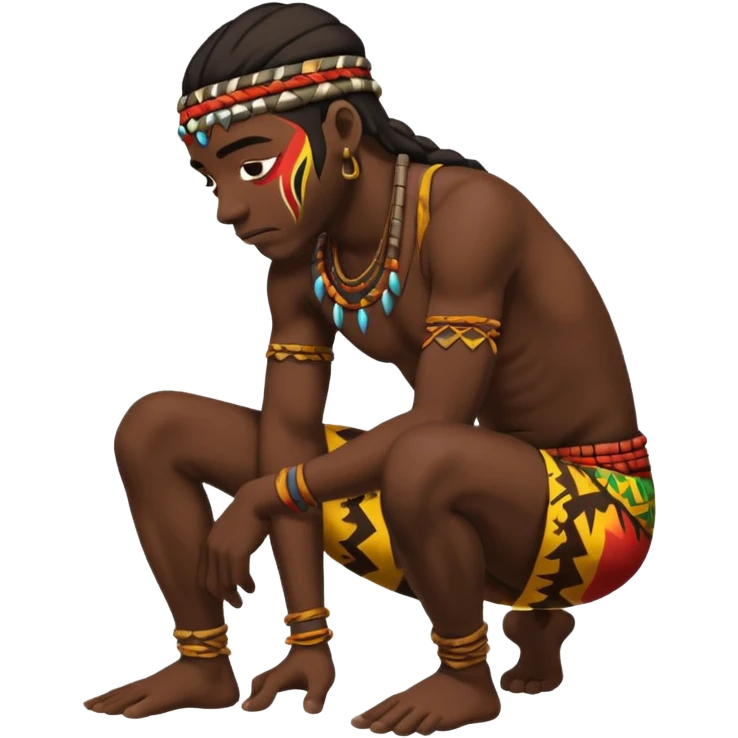 african tribesman bending over and looking down emoji