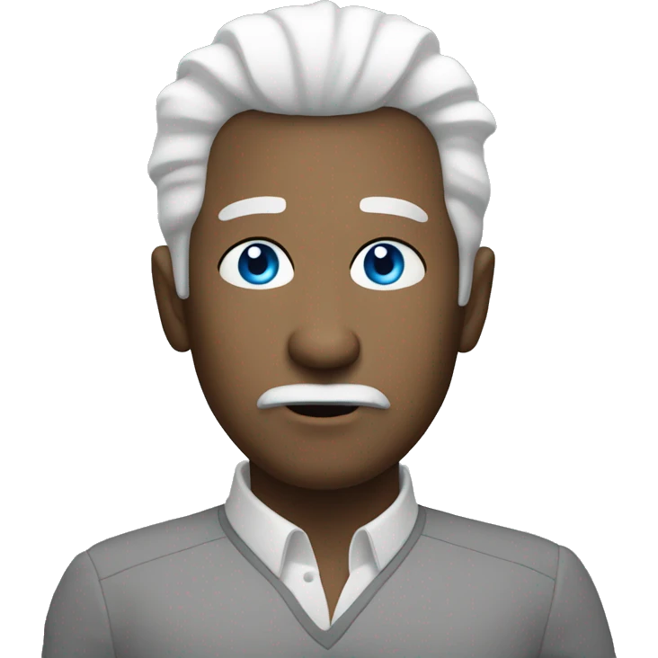 Oval shaped man with blue eyes white hair and pursed lips emoji