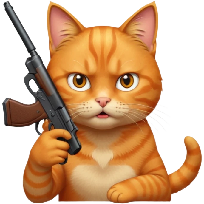 Cat with a gun that's angry emoji