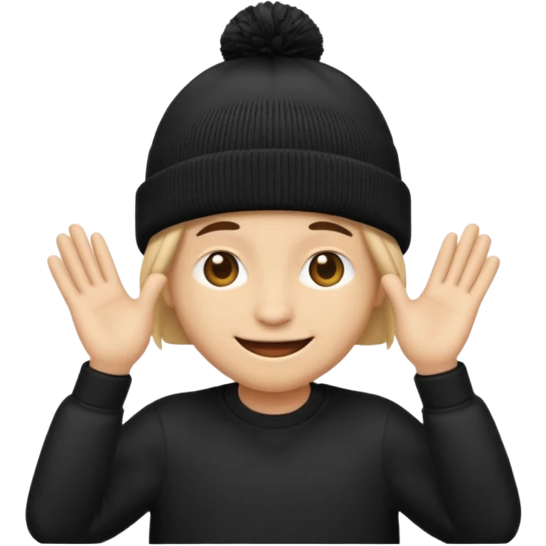 Emoji with black beanie hat pulled down over eyes emoji