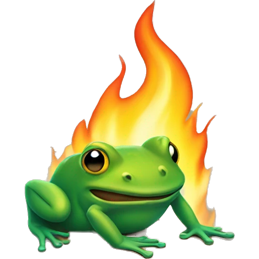 a frog on fire emoji