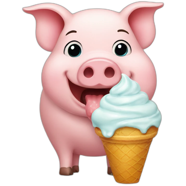 Pig eating ice cream emoji