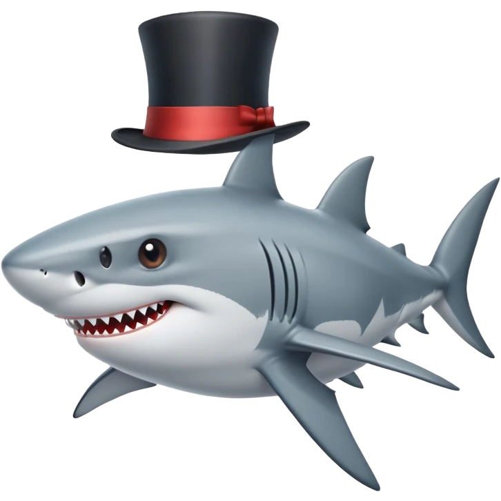 Shark with a top hat emoji