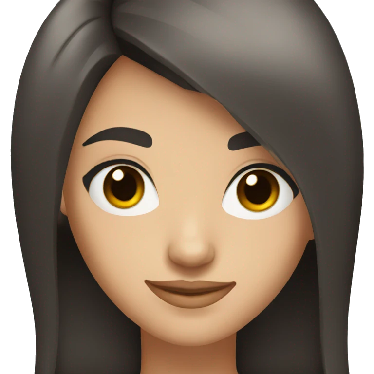 girl teenager with dark brown eyes and black straight hair smiling emoji
