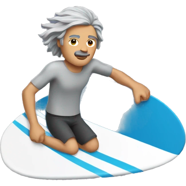 Long Grey haired (shoulder length hair) man surfing shirt off no glasses emoji