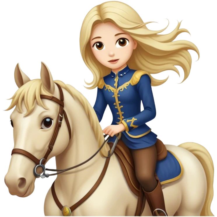 Girl with beautiful long hair riding a horse emoji