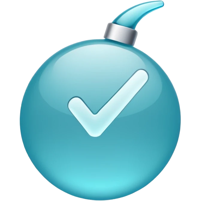 A white tick ✔️with a cyan circle back ground  emoji