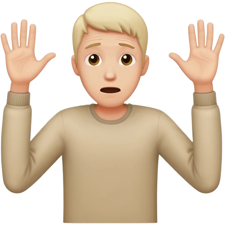 anxious man desperately begging with outstretched arms and pleading expression saying please don't leave me emoji
