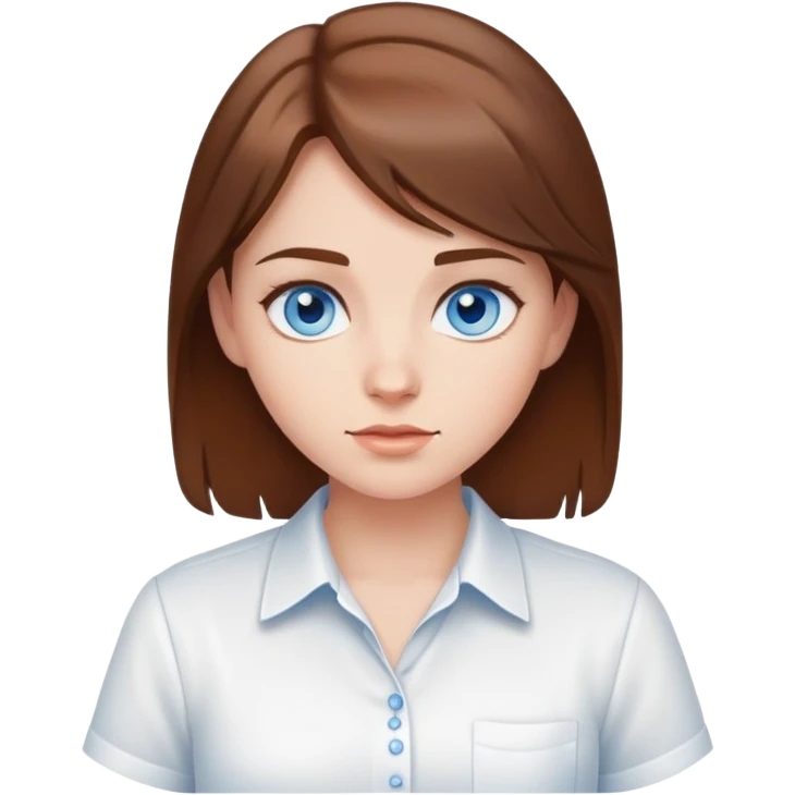 brown hair girl with blue eyes in a white shirt emoji
