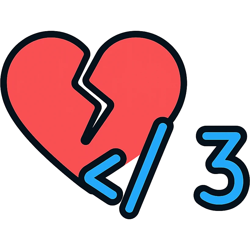 A broken heart symbol with the text '</3' emoji