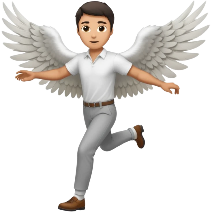 A man flying with wings in shert and pants emoji