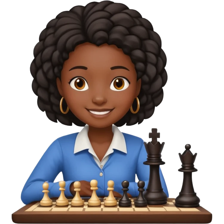 black girl playing chess emoji