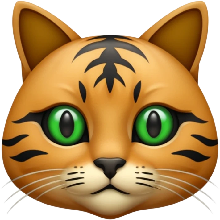een bruine kat met zwarte strepen en groene ogen emoji