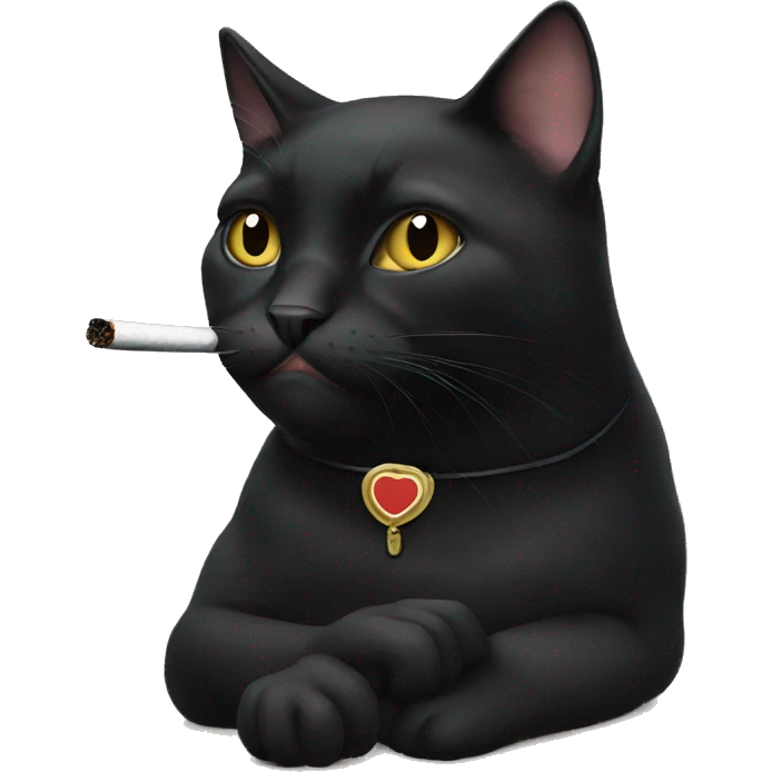black cat smoking cigarette emoji
