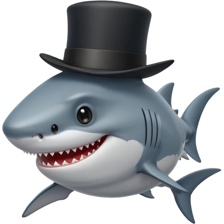 smiling shark with a black top hat emoji