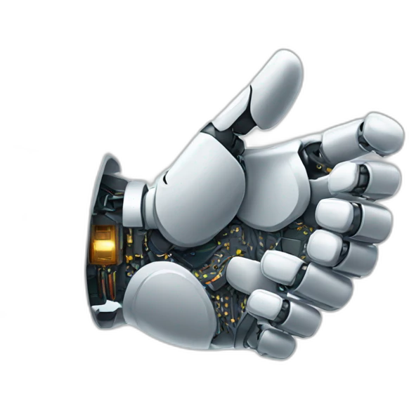 Human hand shaking robot hand emoji