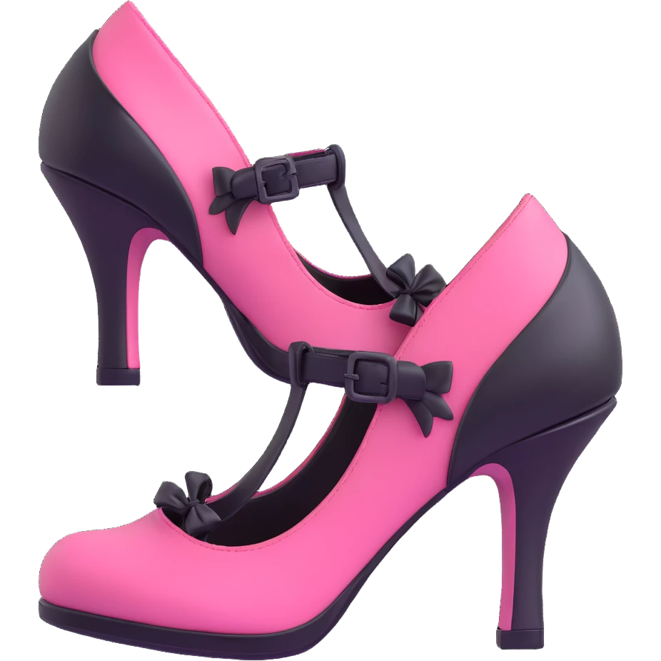 BLACKPINK-inspired gothic shoes, no hearts, black and pink, cute  emoji