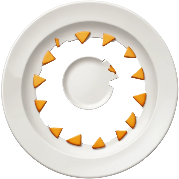 a round white plate broken with bits here and there emoji