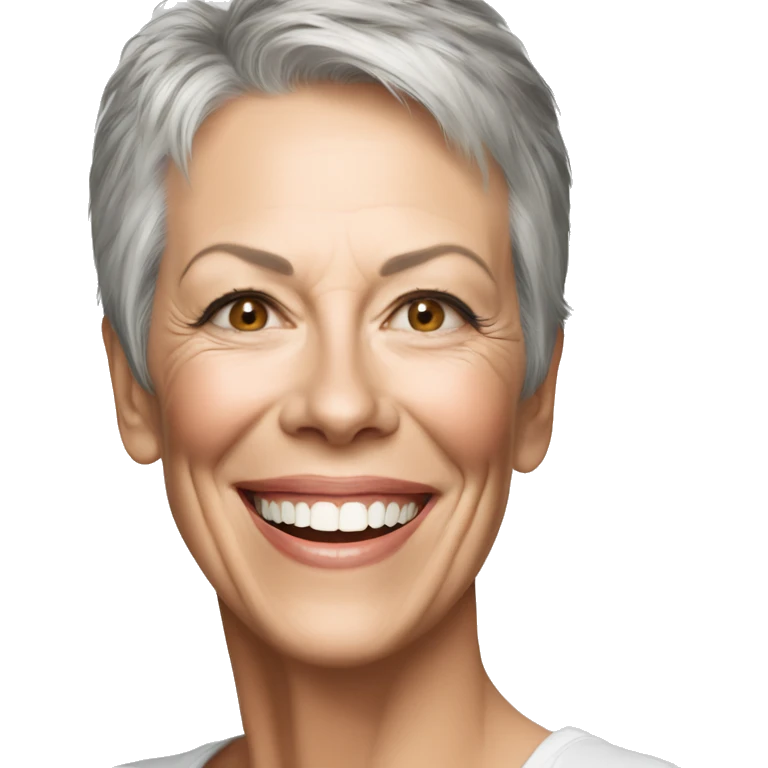Jamie Lee Curtis smile wearing tee emoji