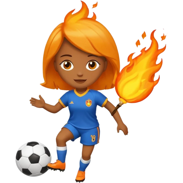 Boneca segurando uma Bola de futebol e somente uma bola está queimando emoji