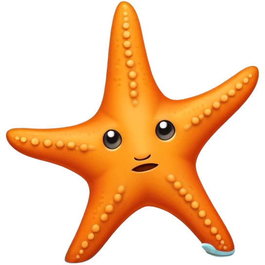An orange starfish with a Sad face smiles as it gently moves along the ocean floor emoji