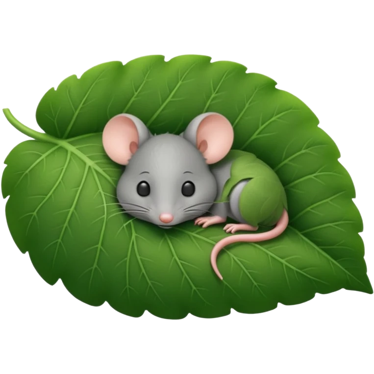 mouse sleeping under a leaf emoji