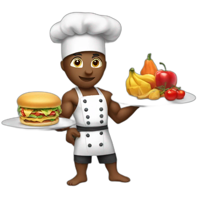 bodybuilder cooking food with chef hat  emoji