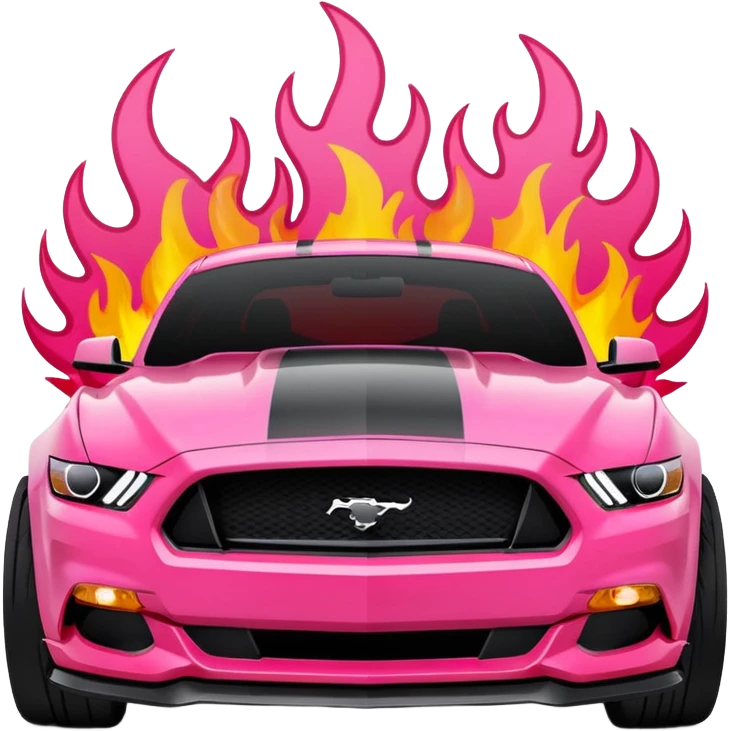 Ford Mustang with center black strip design and in written 309 and in front real pnky emoji