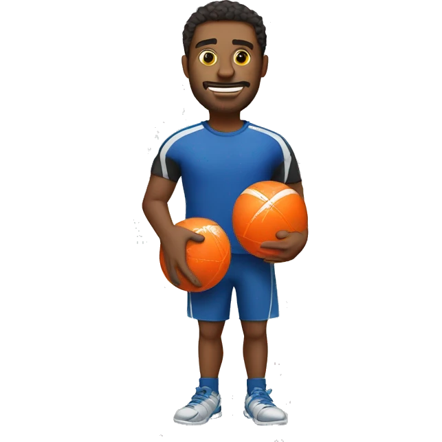 Man gripping two dodge balls in a bag emoji