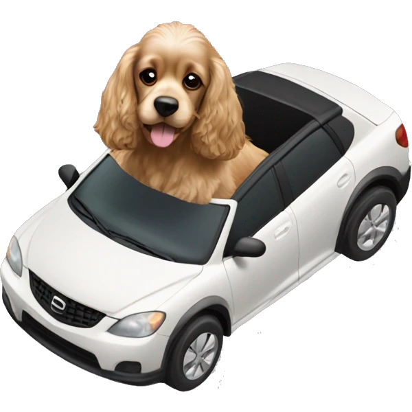 Light Cocker Spaniel driving a Black Mazda car emoji