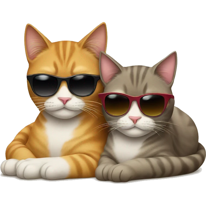 two cats wearing sunglasses relaxing emoji