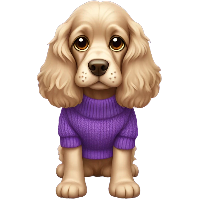 Cocker spaniel in purple sweater emoji