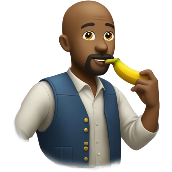 A bald, Black man with a beard and goatee blowing a kiss and giving a banana. emoji
