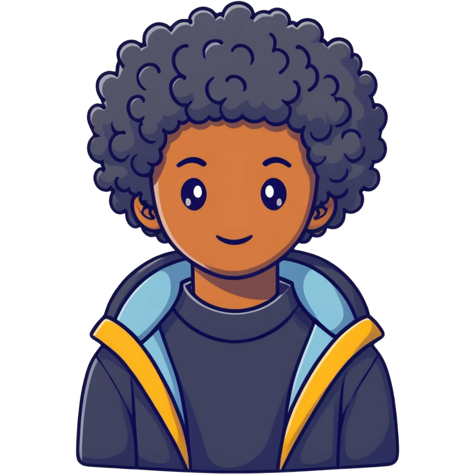 black boy with curly hair emoji