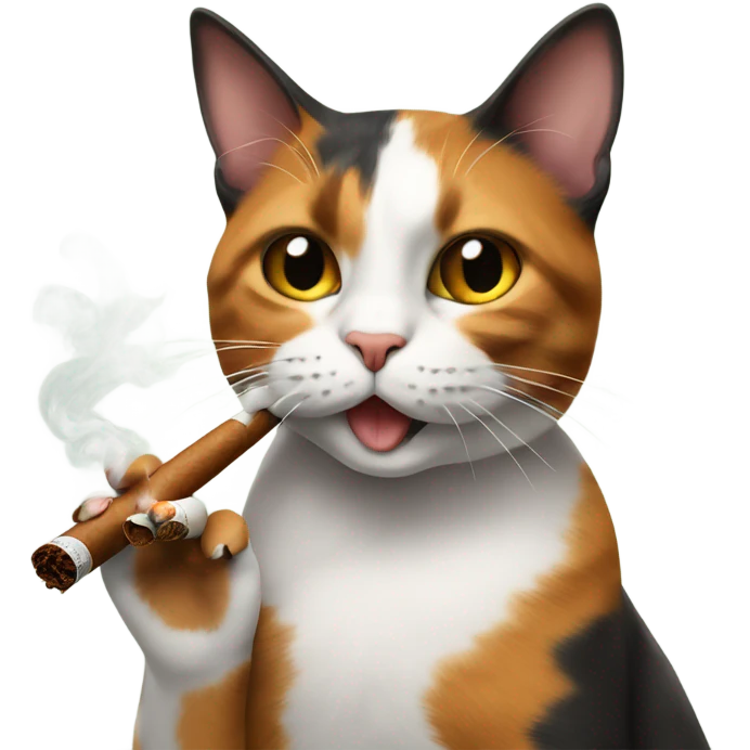 Calico Cat smoking a cigar emoji