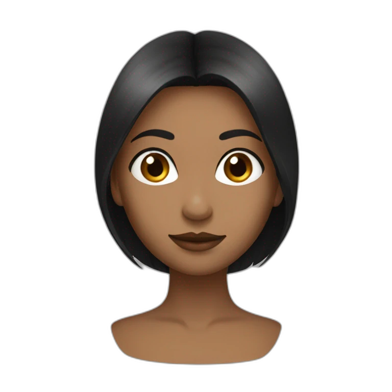 fille cheveux noir lisse yeux marron clair emoji