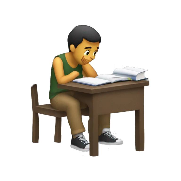 joven estudiando y le duele la cabeza emoji
