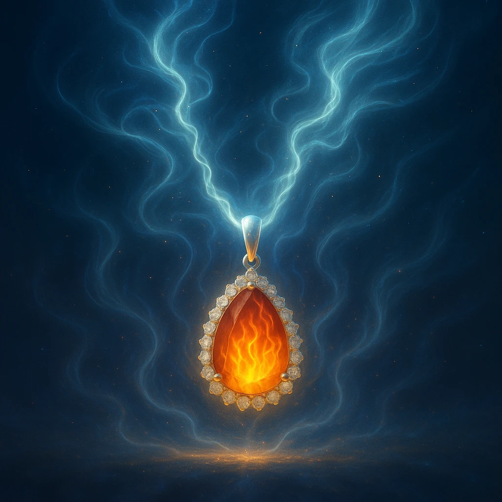Make the necklace floating and ethereal, with a glowing aura emoji