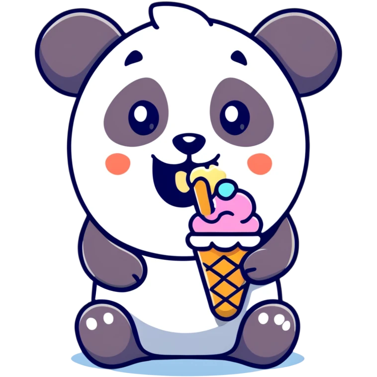 Panda eating ice cream emoji